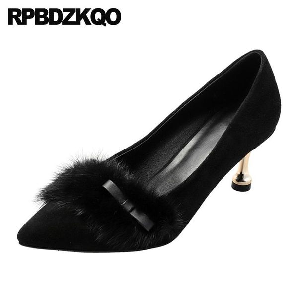 

dress shoes thin suede ladies genuine leather pointed toe plus size pumps 33 brand women 2021 black fashion  42 high heels 4 34