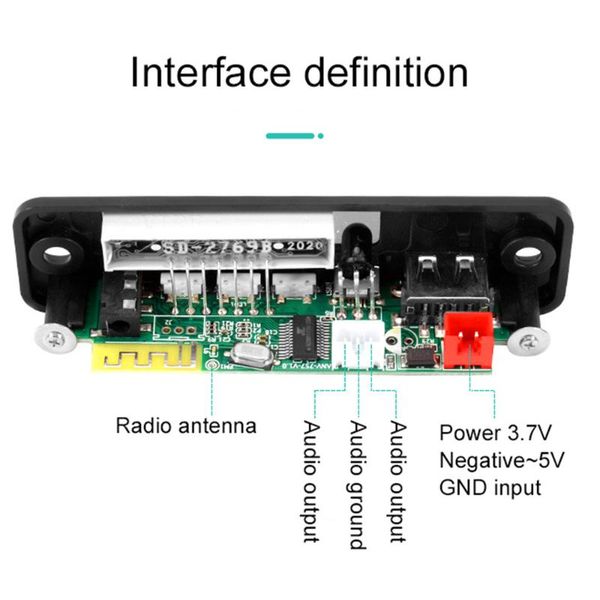 

& mp4 players color screen 5 v mp3 wma wav decoder board tws bluetooth 5.0 wireless audio module usb aux tf fm radio for car accessories
