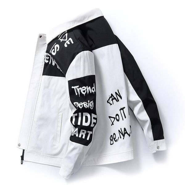 

men's jackets 2021 spring jacket men coat fashion slim windbreaker clothes outside thin autumn printed logo, Black;brown