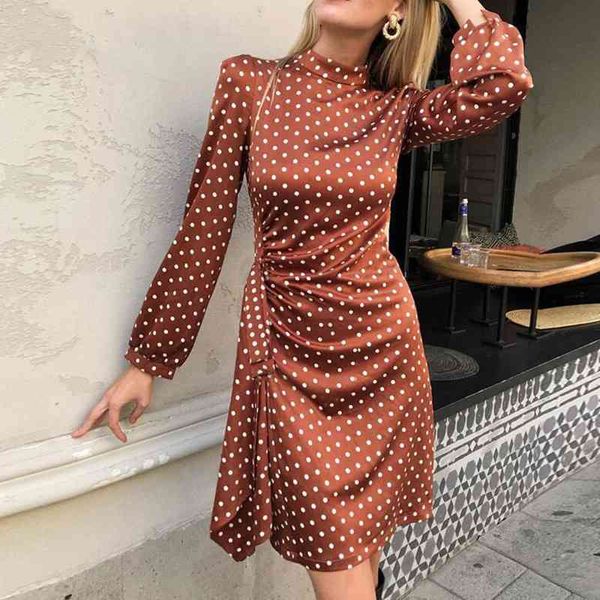 

casual dresses polka dot irregular women spring o neck knee-length beach female long sleeve holiday party club vestidos oc59, Black;gray