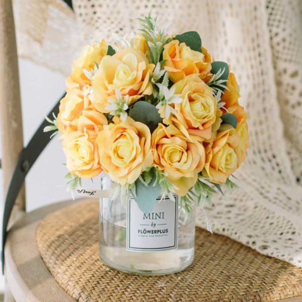 

emulation rose set glass bottle potted home decoration activity site furnishings decorative flowers & wreaths