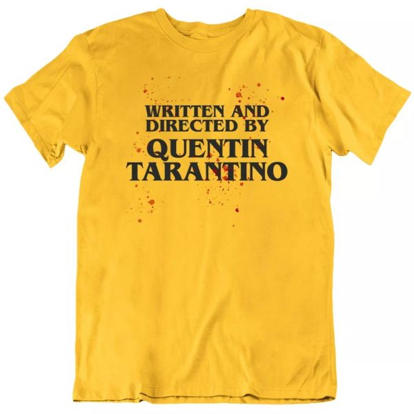 

written and directed by quentin taratino movie parody funny t shirt, White;black