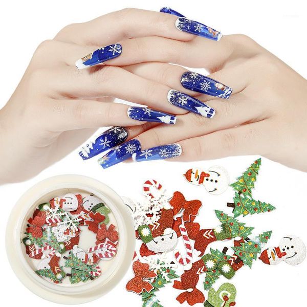 

box/ christmas nail decoration applique santa snowflake art handmade 3d three-dimensional wood pulp sheet1, Silver;gold