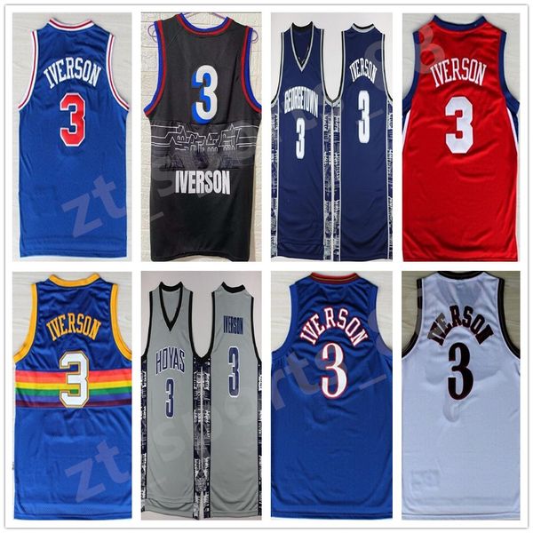 

allen 3 iverson jerseys georgetown hoyas basketball jerrsey college university shirts mens stitched s-xxl, Black;red