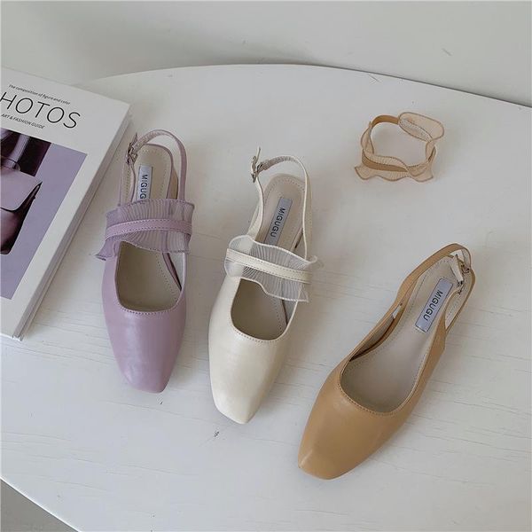 

sandals low woman leather buckle strap female shoe mary jane high heels low-heeled fashion girls comfort beige high-heeled 2021, Black