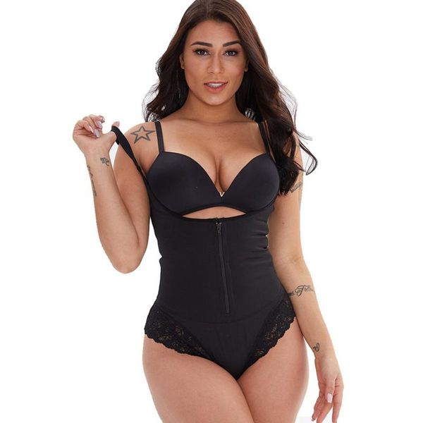 

women's shapers women waist trainer body shaper bulifter shape lingerie cincher tummy control shapewear open crotch lace 2021, Black;white