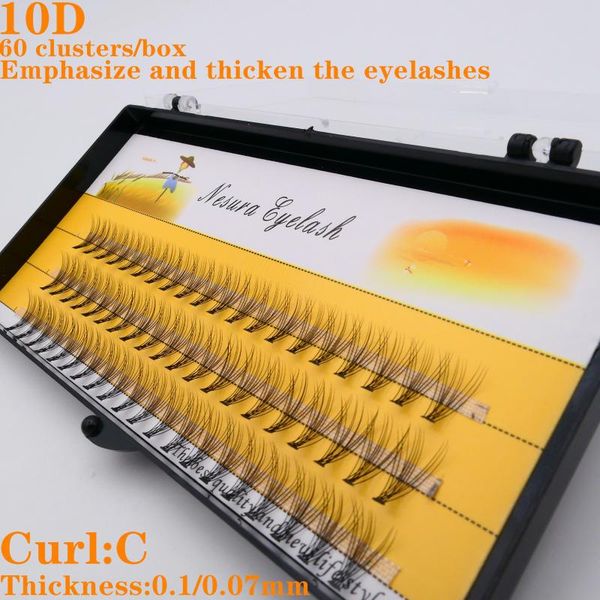 

false eyelashes boxed single eyelashes, 10d natural bundle, extended 60/cluster