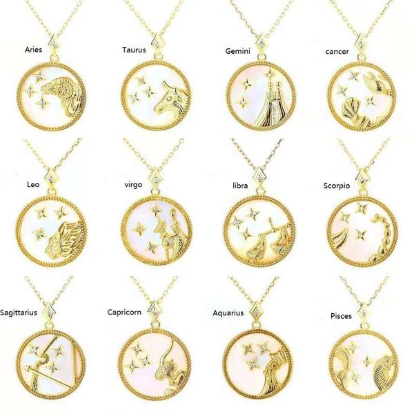 

pendant necklaces the fashion romantic craft valentine's day and children's gift twelve constellation necklace, Silver