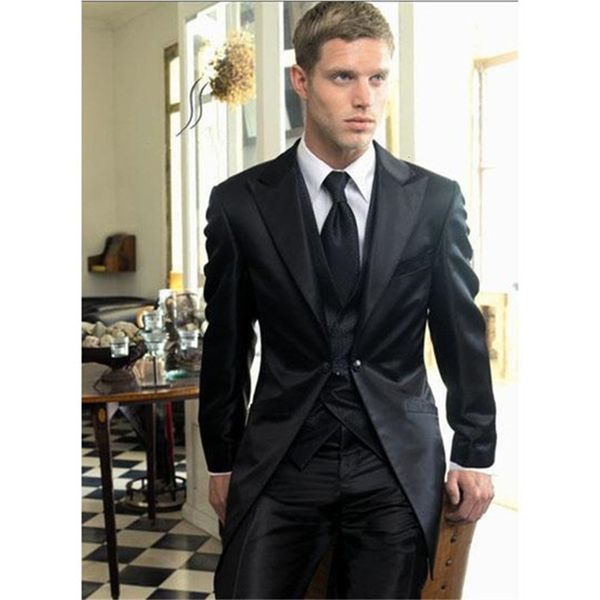 

men's suits & blazers classic male suit with long sleeves tuxedo thin lapel prom 3 sets of groom (jacket + vest pants vest) custom homm, White;black