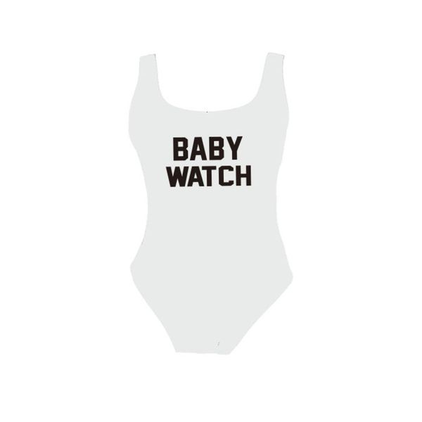 

baby watch one piece letter printed swimsuit women's bikini, White;black