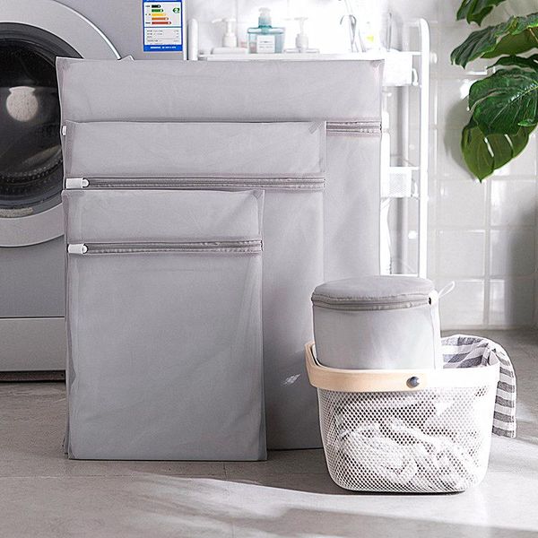 

laundry bags 1 pc gray mesh for washing machine polyester clothes underwear bra basket travel portable dirty bag