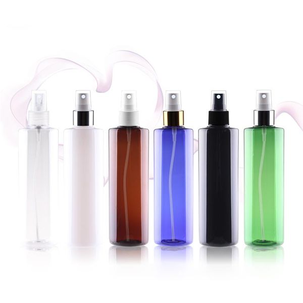 

250ml gold/silver anodized aluminum sprayer pump bottles pet cosmetic containers plastic perfume bottle with mist storage & jars