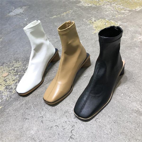 

boots winter ankle shoes for woman fashion round toe blue consice pure color back zipper flat short big size 40, Black