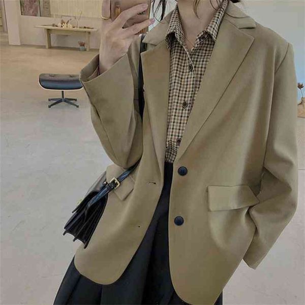 

jackets and blazers suit for women spring loose casual khaki black office blazer jacket female oversize women's 210915, White;black