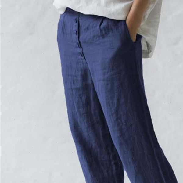 

casual women capri linen pants for summer womens pocket button long trousers plus size s 3xl drop, Black;white