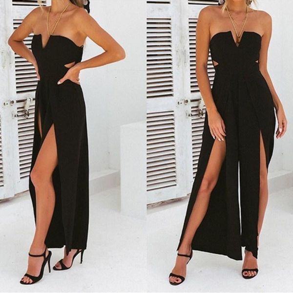 

women's jumpsuits & rompers fashion 2021 women casual off-shoulder orange and black long club v-neck high waist slim jumpsuit l, Black;white