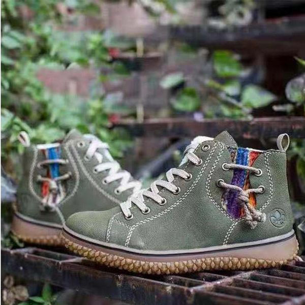 

boots women's leather ankle 2021 winter woman warm plush women lace up mix color flats ladies footwear female fur shoe plus size, Black