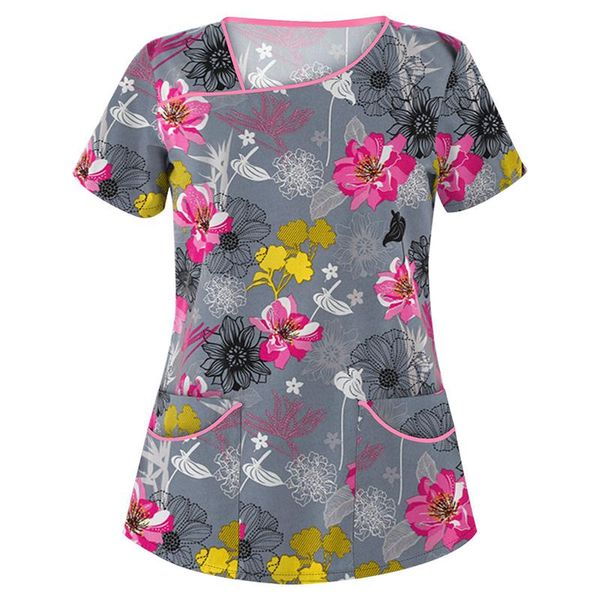 

women's blouses & shirts s-3xl 26colors cartoon butterfly love print asymmetrical collar short sleeve blouse women working, White