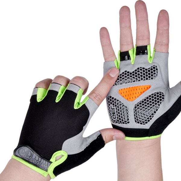 

silicone anti-slip anti-sweat cycling gloves men women half finger gloves breathable anti-shock sports bike bicycle glove, Blue;gray