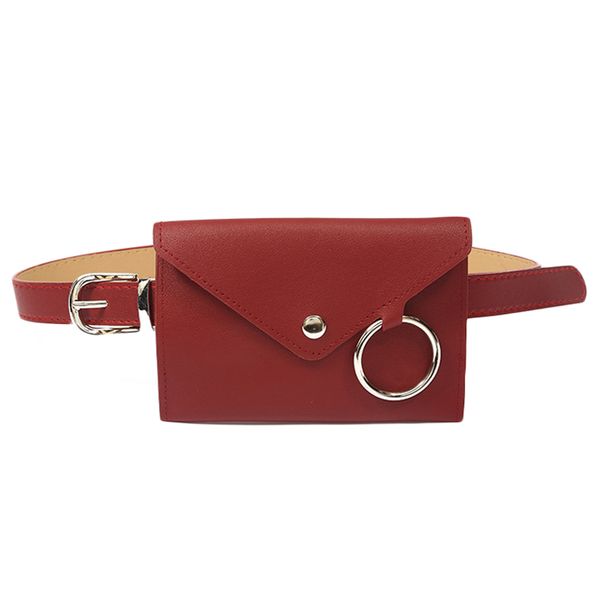 

pure color ring pu waist belt bag waterproof women chest pack messenger bag