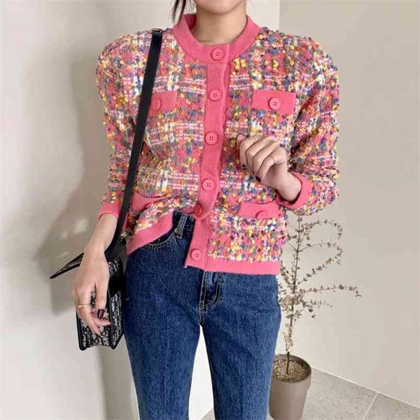 

korean vintage fashion sweater cardigan coat autumn winter women long sleeve knitted crop pull femme 210514, White;black