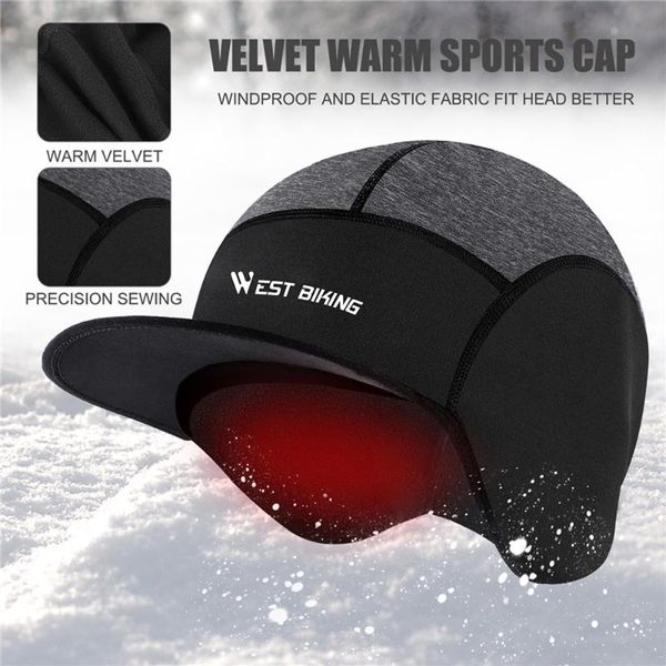 

men cycling caps winter windproof thermal sports running skating skiing motocycle bike helmet head hat bicycle cap & masks, Black
