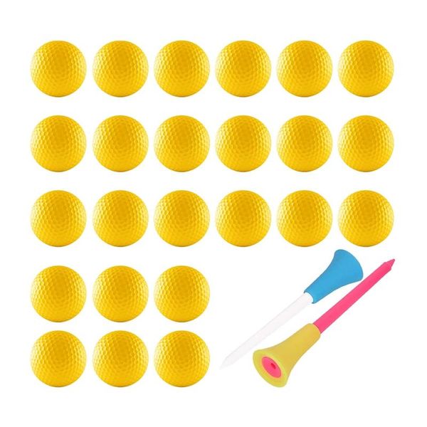 

golf balls 24 pcs practice foam soft elastic balls, indoor outdoor training aid with 2 ball studs