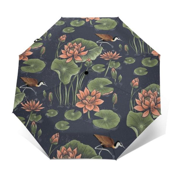 

umbrellas sunny umbrella water lily pond automatic folding portable men women sunscreen rain windproof beach parasol