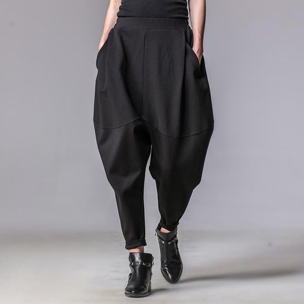

women's pants & capris autumn winter women loose harem plus size suspender for cargo streetwear, Black;white