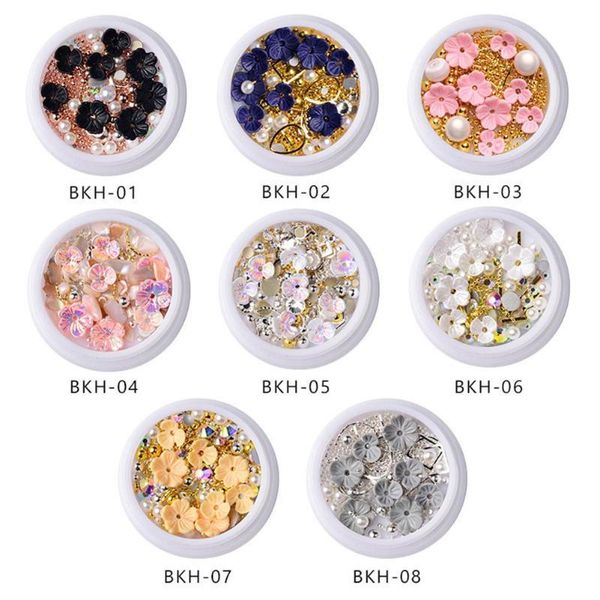 

shell flower bead rhinestone mixed 3d nail art sequin diy manicure jewelry decor nail art decorations, Silver;gold