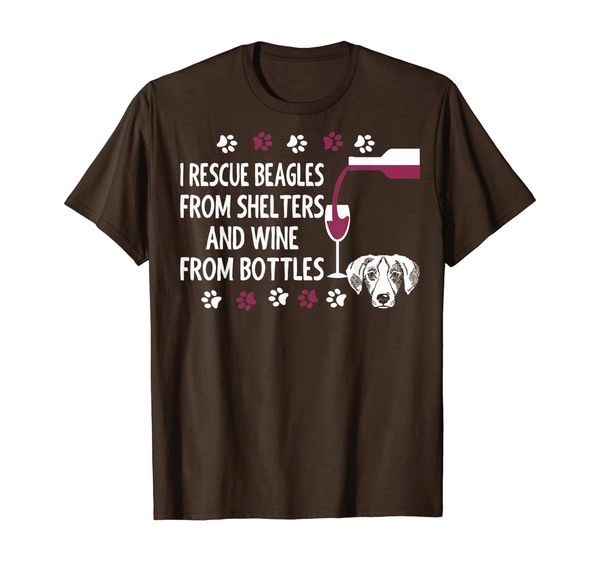 

i rescue beagle from shelters wine from bottles tshirt, White;black