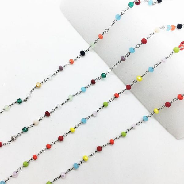 

chains stainless steel hand-wound glass crystal color bead chain diy ladies earrings necklace bracelet collier femme wholesale items, Silver