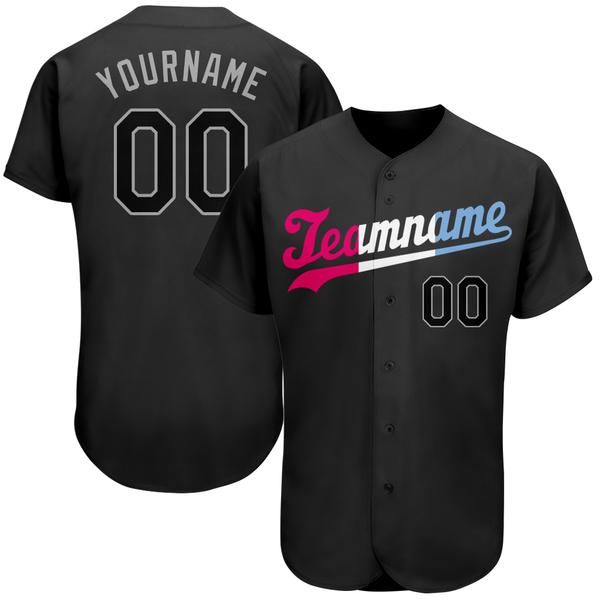 Custom Black Black-Pink-2 Authentic Baseball Jersey