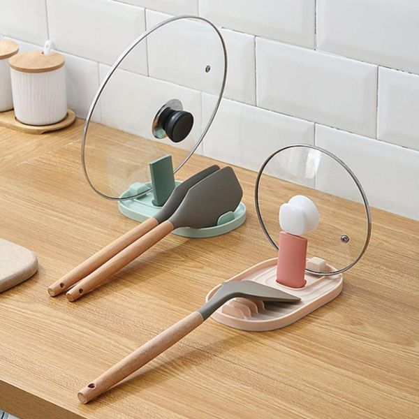 

kitchen storage & organization nordic pan cover rack foldable wall-mounted pot lid cooking spoon holder drain tray home organizer accessorie