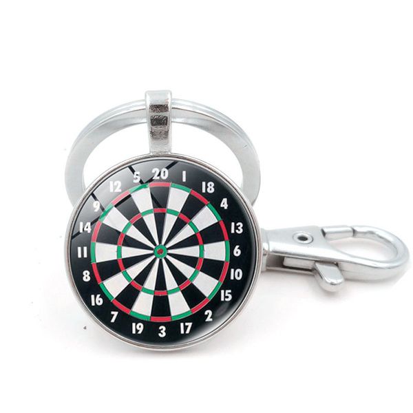 

1pc darts time gem stone keyring cabochon glass ball keychain for men's car key ring key chain jewelry, Slivery;golden