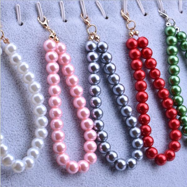 

gold/silver buckle key rings pearl keychain pendant mobile phone case chain coin pendants women bag holder jewelry accessory, Slivery;golden