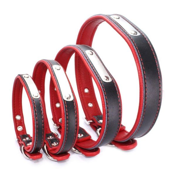

personalized adjustable genuine leather cat collar kitten neck buckle strap belt padded small medium large labrador collars & leads