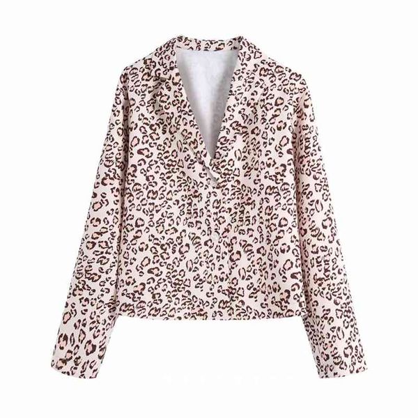 

vintage woman beige leopard notched blouse spring fashion ladies print shirts female casual button 210515, White