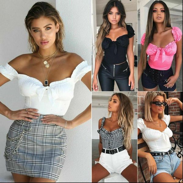 

summer off shoulder bralet womens tanks blouse t shirt crop sexy, White