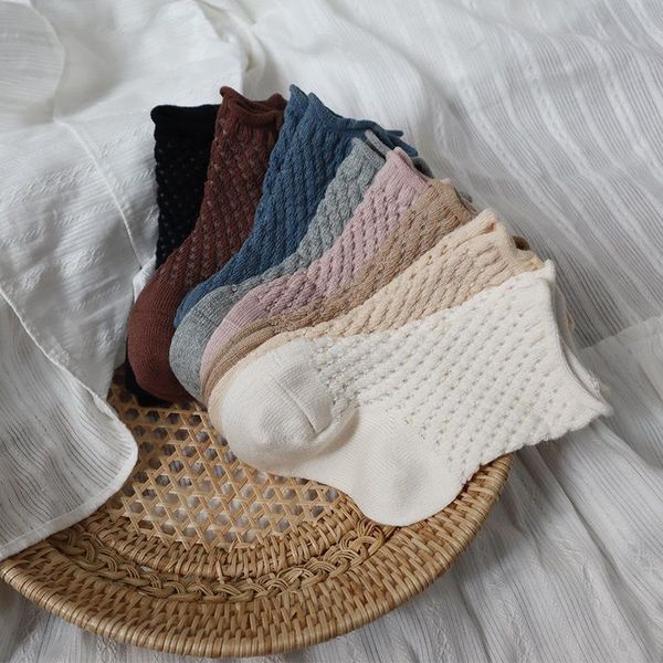 

socks spanish style baby toddler solid cotton mesh girls boys breathable soft color anklet born spring autumn, Pink;yellow