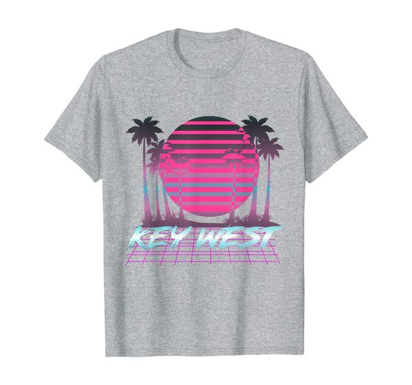 

Key West Retro 80s Vaporware Palm Tree Sunset Vintage FL T-Shirt, Mainly pictures