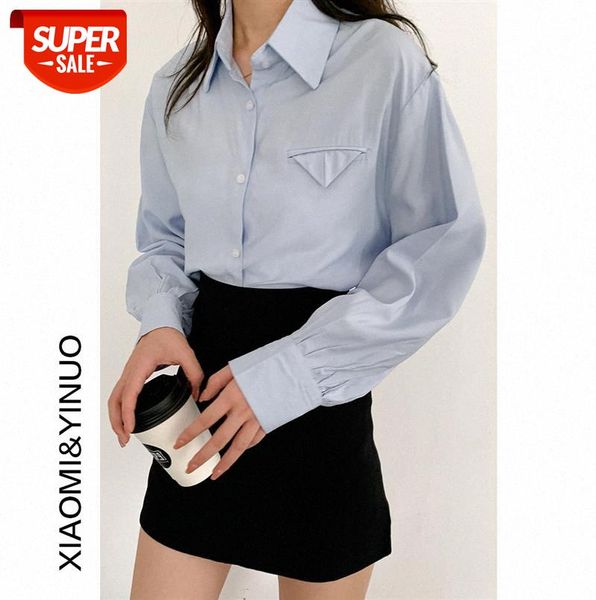 

[ou fan] 7471 korean style loose design niche shirt women's solid color long-sleeved #sl1i, Black;gray