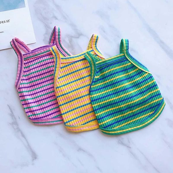 

dog apparel striped shirt rainbow color pet clothes for small medium dogs chihuahua puppy clothing vest ropa perro