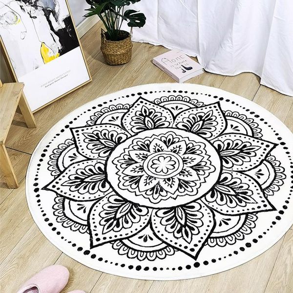 

carpets bohemian round lamb plush carpet non-slip mat absorbent foot pad home european bedroom floor