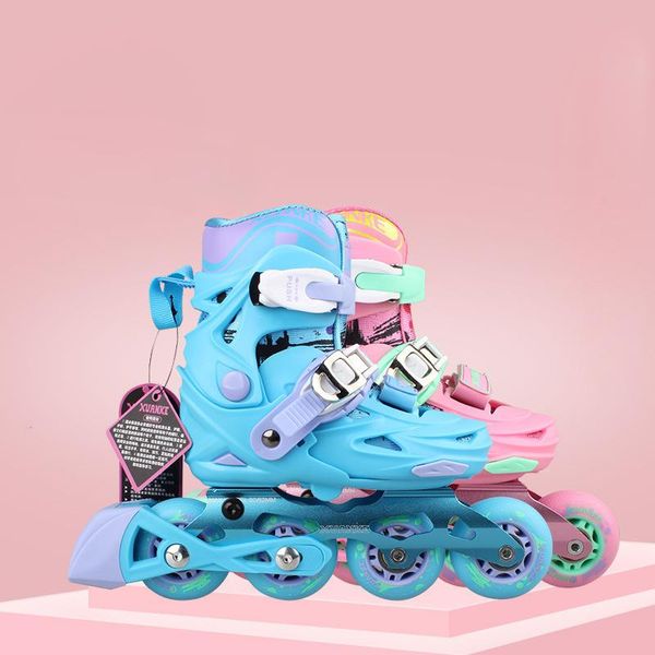 

inline & roller skates pu leather adjustable children 4 wheels shoessale skating for childrens different size 2 colors beginner casual