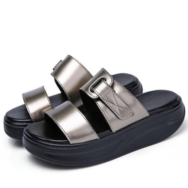 

summer women sandals wedges beach slip on slippers ladies comfortable platform open toe casual shoes, Black