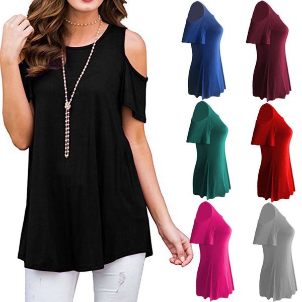 

2021 spring and summer women's wear round neck short sleeve off shoulder loose t-shirt casual upgrade fabric, Black;gray