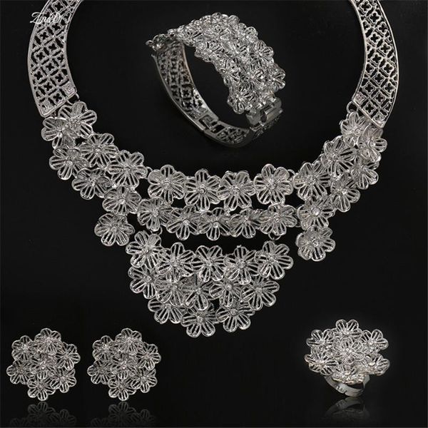 

earrings & necklace zuodi quality fashion african beads jewelry set brand dubai gold-colorful 2021 wedding women accessories ewelry, Silver