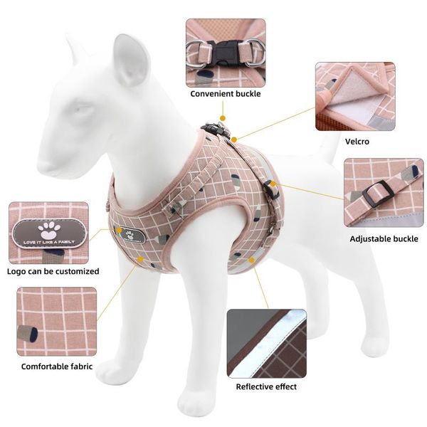 

dog collars & leashes pet chest harness vest type leash reflective cat back supplies comfortable, breathable and soft fashion