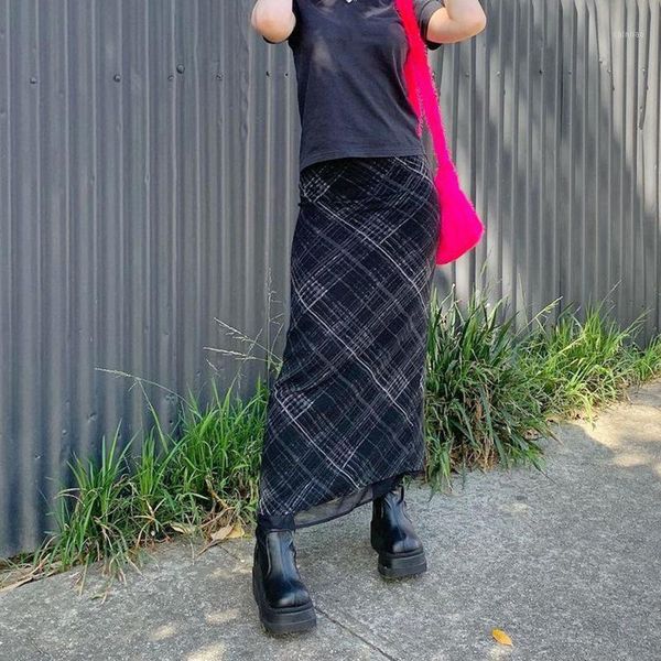 

skirts striped long retro straight high waisted summer women sweet cute party 2021 trendy, Black